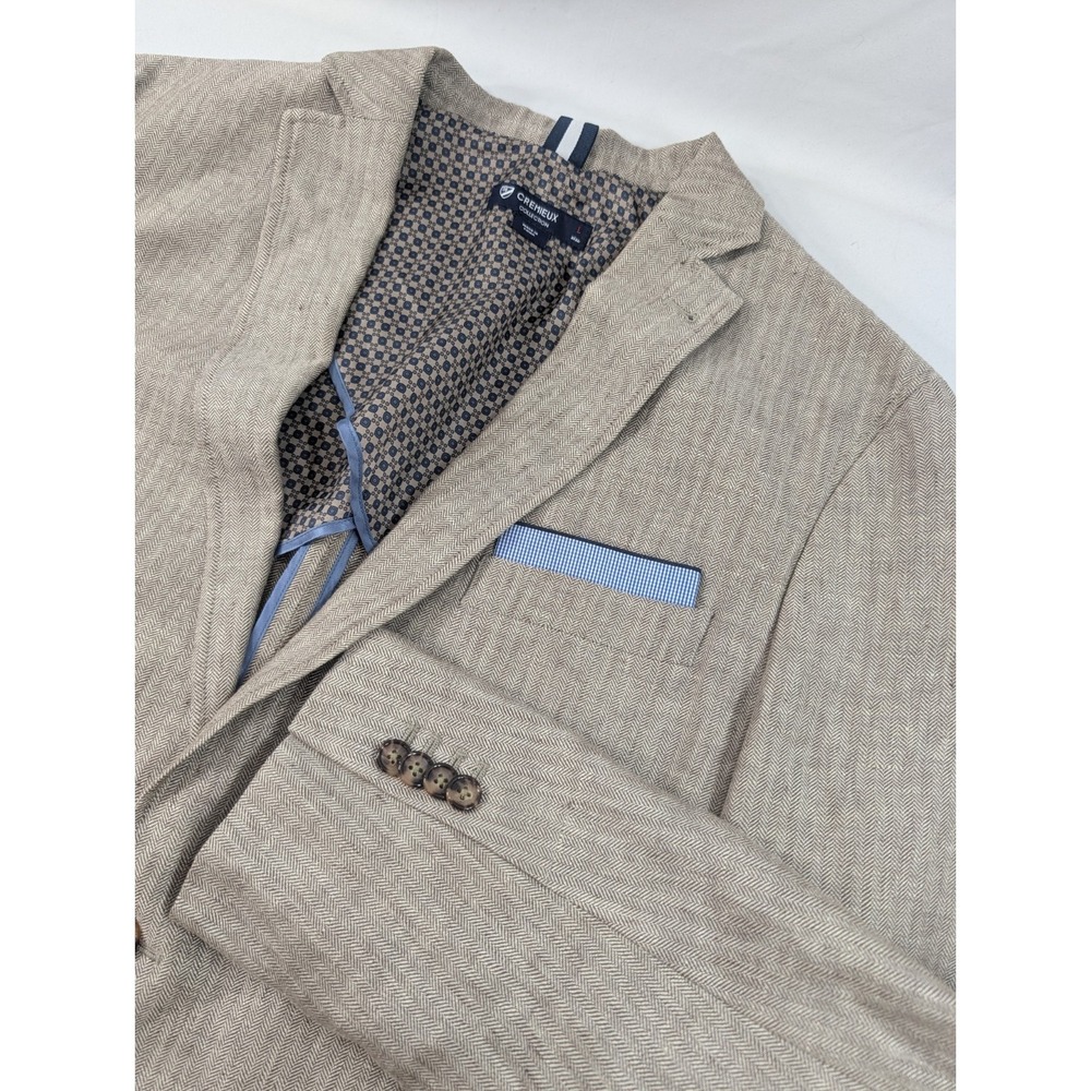 Daniel Cremieux Blazer Unstructured Jacket Travel Linen‎ Herringbone Large 46"